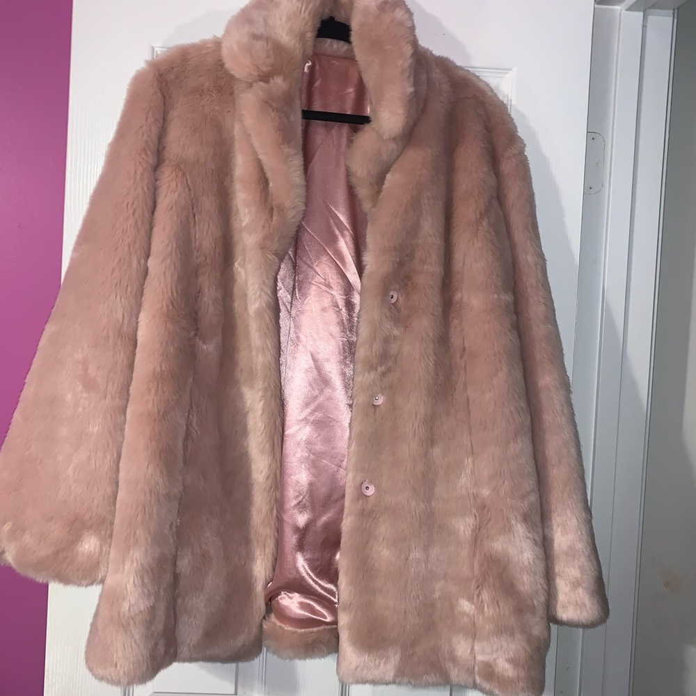 Blush pink Faux fur coat